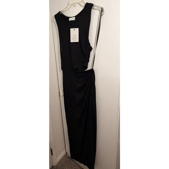 A.L.C. NWT Jaxon Black Side Cut Out Maxi Dress Large Bodycon Sleeveless Sexy - Picture 4 of 14